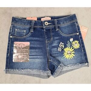 NWT Squeeze Girls Size 8 Denim Shorts Embroidered Flowers Blue Jean Short NEW